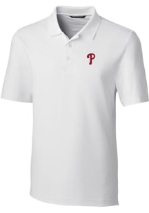 Cutter and Buck Philadelphia Phillies Mens White Forge Stretch Short Sleeve Polo