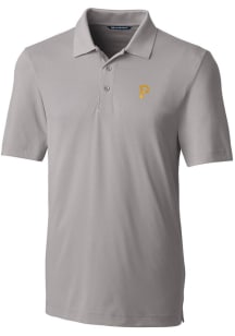 Cutter and Buck Pittsburgh Pirates Mens Grey Forge Stretch Short Sleeve Polo