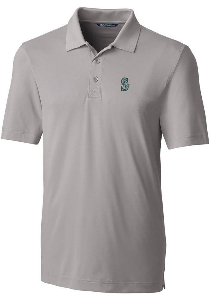 Cutter and Buck Seattle Mariners Mens Grey Forge Stretch Short Sleeve Polo