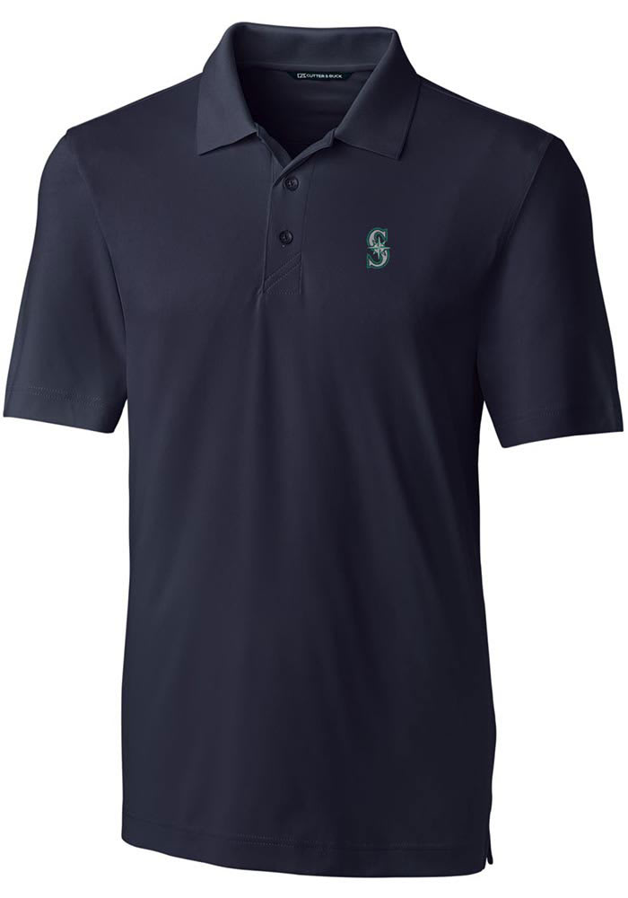 Cutter and Buck Seattle Mariners Mens Navy Blue Forge Stretch Short Sleeve Polo