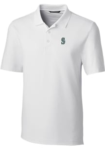 Cutter and Buck Seattle Mariners Mens White Forge Stretch Short Sleeve Polo