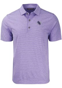 Cutter and Buck SFA Lumberjacks Mens Purple Forge Heather Stripe Design Short Sleeve Polo