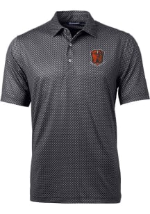Cutter and Buck Cleveland Browns Mens Black Pike Banner Print Short Sleeve Polo