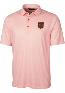 Cutter and Buck Cleveland Browns Mens Orange Pike Double Dot Short Sleeve Polo