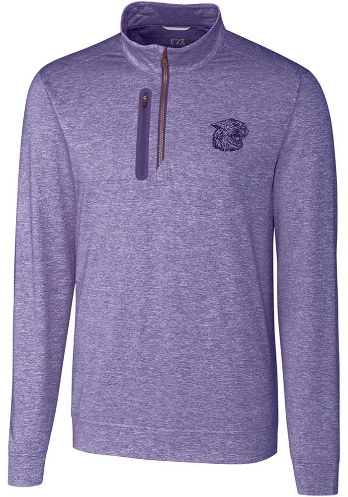 Cutter and Buck K-State Wildcats Mens Purple Stealth Long Sleeve 1/4 Zip Pullover