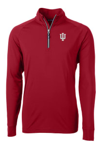 Cutter and Buck Indiana Hoosiers Mens Red Adapt Stretch Long Sleeve 1/4 Zip Pullover