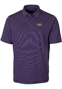 Cutter and Buck LSU Tigers Mens Purple Forge Pencil Stripe Design Short Sleeve Polo