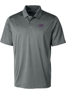 Cutter and Buck LSU Tigers Mens Grey Prospect Short Sleeve Polo