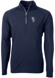 Cutter and Buck Kansas City Royals Mens Navy Blue City Connect Adapt Eco Big and Tall 1/4 Zip Pu..