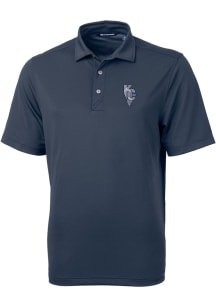 Cutter and Buck Kansas City Royals Mens Navy Blue City Connect Virtue Eco Pique Big and Tall Pol..