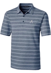 Cutter and Buck Atlanta Braves Mens Blue Forge Heathered Stripe Short Sleeve Polo