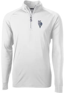 Cutter and Buck Kansas City Royals Mens White City Connect Adapt Eco Long Sleeve 1/4 Zip Pullove..