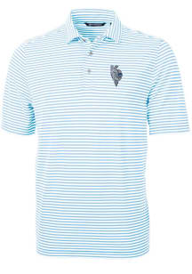 Cutter and Buck Kansas City Royals Mens Light Blue City Connect Virtue Eco Pique Stripe Short Sl..