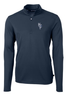 Cutter and Buck Kansas City Royals Mens Navy Blue City Connect Virtue Eco Pique Long Sleeve 1/4 ..