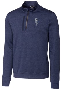 Cutter and Buck Kansas City Royals Mens Navy Blue City Connect Stealth Long Sleeve 1/4 Zip Pullo..