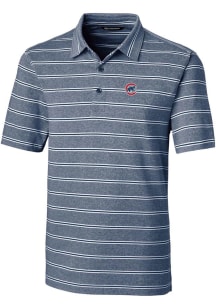 Cutter and Buck Chicago Cubs Mens Blue Forge Heathered Stripe Short Sleeve Polo