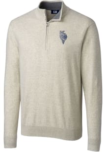 Cutter and Buck Kansas City Royals Mens Oatmeal City Connect Lakemont Long Sleeve 1/4 Zip Pullov..