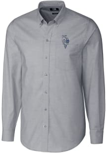 Cutter and Buck Kansas City Royals Mens Charcoal City Connect Stretch Oxford Long Sleeve Dress S..