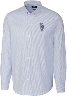 Cutter and Buck Kansas City Royals Mens Blue City Connect Stretch Oxford Stripe Long Sleeve Dres..