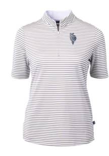 Cutter and Buck Kansas City Royals Womens Grey City Connect Virtue Eco Pique Short Sleeve Polo S..