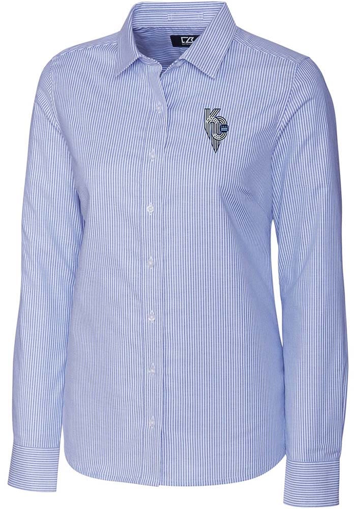 Kansas City Royals Cutter & Buck Women's City Connect Stretch Oxford Long  Sleeve Dress Shirt - Royal