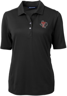 Cutter and Buck Texas Tech Red Raiders Womens Black Virtue Short Sleeve Polo Shirt