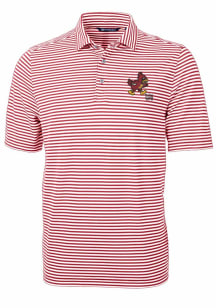 Cutter and Buck Iowa State Cyclones Mens Red Virtue Stripe Short Sleeve Polo