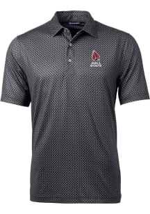 Cutter and Buck Ball State Cardinals Mens Black Pike Banner Print Short Sleeve Polo