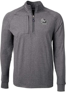 Cutter and Buck Shippensburg Raiders Mens Black Adapt Heathered Long Sleeve 1/4 Zip Pullover