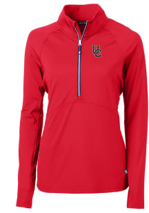 Womens Cincinnati Bearcats Red Cutter and Buck Adapt Qtr Zip Pullover