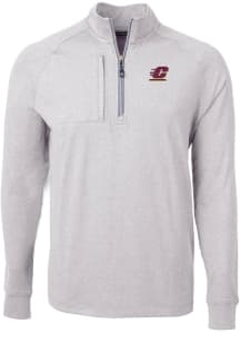 Cutter and Buck Central Michigan Chippewas Mens Grey Adapt Heathered Long Sleeve 1/4 Zip Pullove..