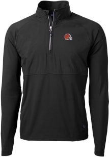 Cutter and Buck Cleveland Browns Mens Black Adapt Eco Hybrid Long Sleeve 1/4 Zip Pullover