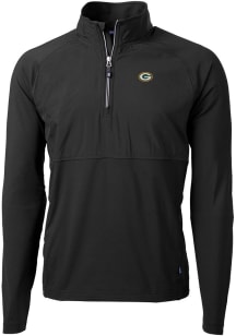 Cutter and Buck Green Bay Packers Mens Black Adapt Eco Hybrid Long Sleeve 1/4 Zip Pullover