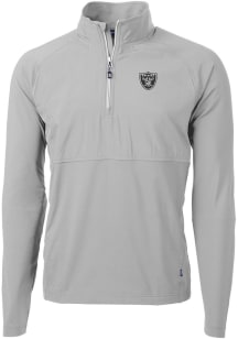 Cutter and Buck Las Vegas Raiders Mens Grey Adapt Eco Long Sleeve 1/4 Zip Pullover