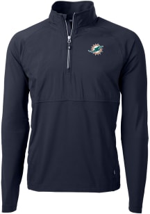 Cutter and Buck Miami Dolphins Mens Navy Blue Adapt Eco Long Sleeve 1/4 Zip Pullover