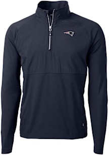 Cutter and Buck New England Patriots Mens Navy Blue Adapt Eco Hybrid Long Sleeve Qtr Zip Pullover