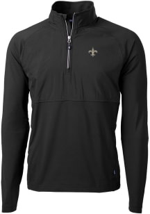 Cutter and Buck New Orleans Saints Mens Black Adapt Eco Hybrid Long Sleeve 1/4 Zip Pullover
