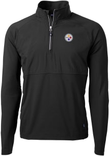 Cutter and Buck Pittsburgh Steelers Mens Black Adapt Eco Long Sleeve 1/4 Zip Pullover