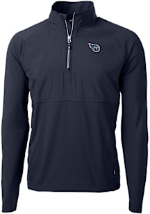 Cutter and Buck Tennessee Titans Mens Navy Blue Adapt Eco Hybrid Long Sleeve Qtr Zip Pullover