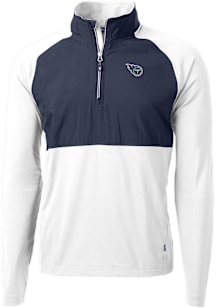 Cutter and Buck Tennessee Titans Mens White Adapt Eco Hybrid Long Sleeve Qtr Zip Pullover