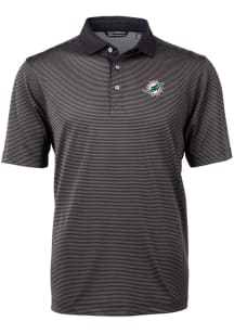 Cutter and Buck Miami Dolphins Mens Black Virtue Eco Pique Short Sleeve Polo