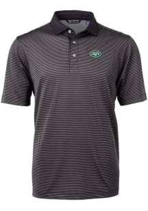 Cutter and Buck New York Jets Mens Black Virtue Eco Pique Short Sleeve Polo
