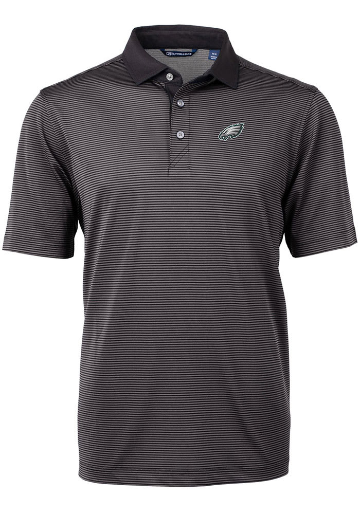 Philadelphia Eagles Cutter & Buck Virtue Eco Pique Micro Stripe Recycled  Polo - Gray/Black