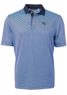 Cutter and Buck Tennessee Titans Mens Light Blue Virtue Eco Pique Micro Stripe Short Sleeve Polo