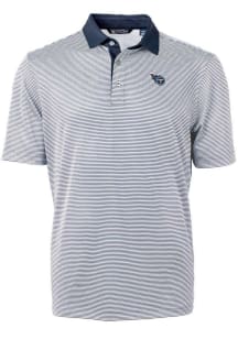 Cutter and Buck Tennessee Titans Mens Navy Blue Virtue Eco Pique Micro Stripe Short Sleeve Polo