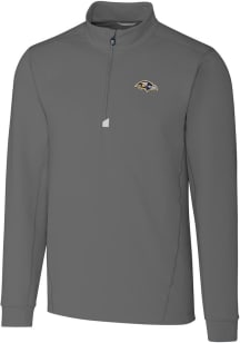 Cutter and Buck Baltimore Ravens Mens Grey Traverse Long Sleeve 1/4 Zip Pullover