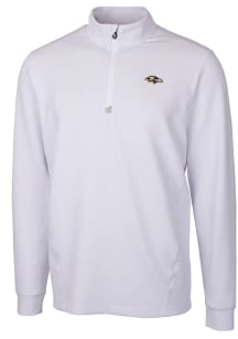 Cutter and Buck Baltimore Ravens Mens White Traverse Long Sleeve 1/4 Zip Pullover
