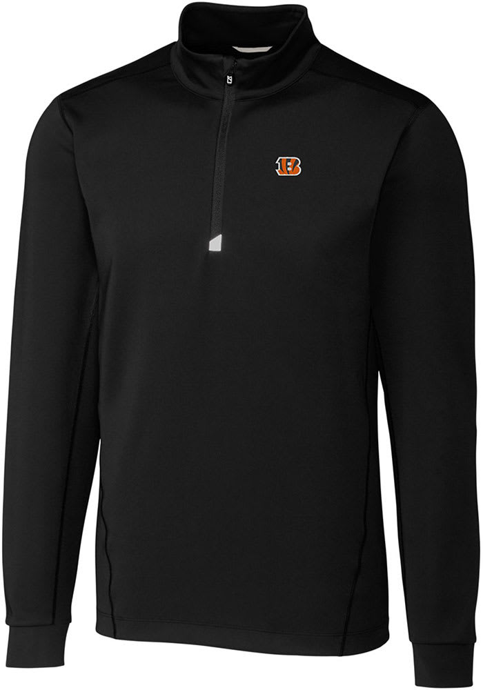 Cutter and Buck Cincinnati Bengals Mens Traverse Long Sleeve Qtr Zip Pullover