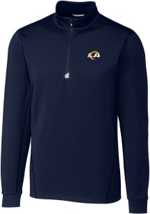 Cutter and Buck Los Angeles Rams Mens Navy Blue Traverse Long Sleeve 1/4 Zip Pullover