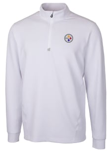 Cutter and Buck Pittsburgh Steelers Mens White Traverse Long Sleeve 1/4 Zip Pullover